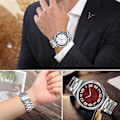 Miniatyrbilde 6 av 7: Bandsett for Galaxy Watch 7 6 5 4 40mm 44mm / Watch 6 Classic 43mm 47mm, 20mm 2-pakning Solid Rustfritt Stål Rem + Mesh Rem for   Galaxy
