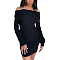 Miniatyrbild 1 av 5: Gotisk axelbandslös miniklänning - Estetisk randig bodycon