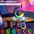 Miniatyrbillede 4 af 6: Vækkeur med trådløs opladning Bluetooth-højttaler, G-formet 4 i 1 trådløs oplader natlyslampe, intelligent LED-bordlampe, smart sort