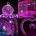 Miniatyrbillede 5 af 5: 50 LED-lyskæde, LED-julelys, 6\" afstand, grøn ledning, lyserød farve, kommerciel kvalitet, lyserød 50 stk. lyserød 50 stk.
