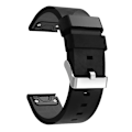 Miniatyrbillede 2 af 5: For Garmin Fenix 6x 26mm Læder Stål Spænde Urrem ZJJ Black