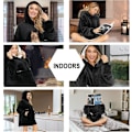 Miniatyrbilde 5 av 5: Bærbar teppegenser, oversized Sherpa sweatshirt teppe med hette og lomme