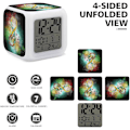Miniatyrbild 3 av 8: LED-väckarklocka, abstrakt musiksymboltryck flerfärgad väckarklocka geometrisk väckarklocka sovrumsväckarklocka tyst väckarklocka vit vit