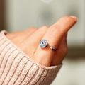 Miniatyrbillede 3 af 5: S925 Sterling Sølv Onde Øje Fidget Ring - Roterende Anti-Angst Spinner Ring