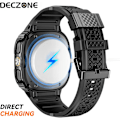 Miniatyrbillede 4 af 7: Silikone Rem med Rustfrit Stål Etui Kompatibel med Galaxy Watch Ultra 47mm Remme Beskyttende Etui til Mænd (Sort) Sort/Sort