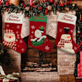 Miniatyrbild 2 av 5: 3-pack julstrumpor 15 tum röda stickade julstrumpor jul