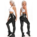 Miniatyrbillede 3 af 5: Kvinde Leggings i Kunstlæder Bukser PU Elastisk Formgiven Hofte