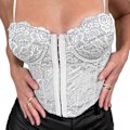 Miniatyrbillede 1 af 3: Æstetisk blondekorset top til kvinder med spaghettistropper og patchwork cami top med sexet V-hals