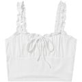 Miniatyrbilde 1 av 4: Kvinners Volang Trim Stropp Bånd Knute Ruched Front Bustier Crop Top