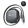 Miniatyrbillede 2 af 9: Indtrækkeligt USB C-kabel, Mini 60W USB C til USB-C PD Hurtigopladning + Apple Watch-oplader, 2 i 1 USB C til Ligh-tning Rejseopladerkabel