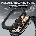 Miniatyrbild 3 av 5: 2-pack skal för Apple Watch Series 10 46mm, [Inget glas] [Kolfiber] Ihåligt kantskydd TPU Bumper Skyddsskal - Svart+Svart Svart+Svart 4