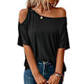 Miniatyrbilde 4 av 4: Sexy Asymmetrisk Off Shoulder T-skjorte for kvinner