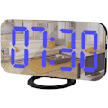 Miniatyrbild 1 av 7: Digital väckarklocka, spegelyta LED elektronisk, med USB-laddare, snooze-modell, automatisk/anpassad ljusstyrka, för kontorsbord sovrum svart-blå