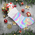 Miniatyrbild 6 av 7: Julklapp, Personliga Julklappsstrumpor 2-pack Holografisk Regnbåge Tie Dye Swirl Färggradient 45,7 cm Julstrumpor Hängande