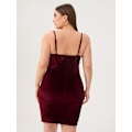 Miniatyrbillede 2 af 5: Sexet Plus Size Kjole til Kvinder Fløjl Spaghetti Stropper Cowl Hals Cocktail Fest