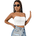 Miniatyrbilde 3 av 4: Kvinners Bustier Tube Topper Stroppeløs Ermeløs Crop Korsett Topp