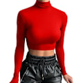 Miniatyrbilde 1 av 4: Kvinners langærmet kortermet topp turtleneck sexy basic kortermet topp skjorte
