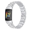 Miniatyrbillede 2 af 5: For Fitbit Charge 5 Diamant Rustfrit Stål Rem Silver