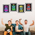 Miniatyrbilde 5 av 5: Trykte Neon Gaming Posters Set med 4 (8”X 10”) - Gutterom