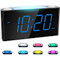 Miniatyrbild 1 av 7: Digital väckarklocka för sovrum - Stor 7,5'' LED-display med dimmer, snooze, 7-färgad nattlampa, enkel att ställa in, USB-laddare, baery backup,