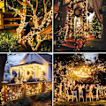 Miniatyrbillede 4 af 5: 2 Pakke Solcellelyskæder Udendørs, 240LED 78Ft Solcelle Julelys Udendørs Vandtætte, 8 Tilstande Solcelledrevne Træ Twinkle Lys Til Have