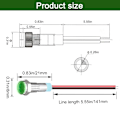 Miniatyrbilde 4 av 4: 3 stk Grønn 12V-24V 6Mm 1/4\" LED Metall Indikatorlys Hode