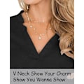 Miniatyrbilde 4 av 5: Womens 3/4 Roll Sleeve Tops V Neck Tee Casual Elegant Henley Shirts