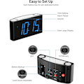 Miniatyrbild 7 av 7: Digital väckarklocka för sovrum - Stor 7,5'' LED-display med dimmer, snooze, 7-färgad nattlampa, enkel att ställa in, USB-laddare, baery backup,