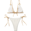 Miniatyrbillede 2 af 5: Kvinde Trekantet String Bikini Ribbet O Ring Binde Side Todelt Badetøj