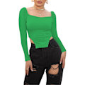Miniatyrbillede 5 af 5: Kvindernes langærmede ribbede strikkede Crop Top Scoop Neck