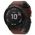 Miniatyrbild 1 av 5: För Garmin Fenix 6x Pro 26mm Läder Sömnad Stål Spänne Klockarmband RGI Coffee