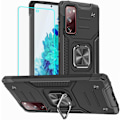 Miniatyrbillede 1 af 6: Galaxy S20 FE 5G Cover, Hård Gummikofanger, 360° Rotationsring Støtteben, Sort Samsung Galaxy S20 FE 5G Cover Sort