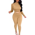 Miniatyrbillede 1 af 4: Kvinde 2-delt outfit sexet crop top joggingbukser træningsdragt leggings bukser