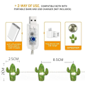 Miniatyrbillede 6 af 7: Tropisk tema Lille kaktus USB-plugin streng lys 0,8\"(H) 40 LED med fjernbetjening og timer på 13,85ft kobbertråd varm hvid vandtæt