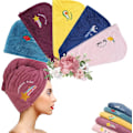 Miniatyrbild 1 av 5: 5-pack tecknat print mikrofiber vått hår torkar handdukar, Super