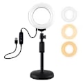 Pikkukuva 1 / 3: PULUZ Pyöreäpohjainen pöytäteline + 4,7 tuuman 12 cm 3 tilan USB himmennettävä LED-rengasvalovloggausvalaisin, säädettävä