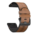 Miniatyrbillede 1 af 5: For Garmin Fenix 7x Silikone + Læder Quick Release Rem Brown