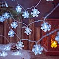 Miniatyrbillede 4 af 7: 2 pakker jule-snefnuglys, 50LED 24FT udendørs juledekorative lyskæder, 8 lystilstande og timer, batteridrevet vandtæt til