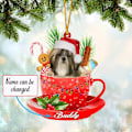 Miniatyrbillede 2 af 5: Shih Tzu Custom Dog in Cup Merry Christmas Akryl Ornament, Custom Dog
