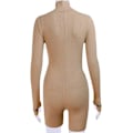 Miniatyrbillede 4 af 4: Kvinder Broderi Lynlås Høj Hals Langærmet Bodycon Jumpsuit Shorts Rompers