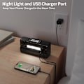 Miniatyrbillede 5 af 7: Høj alarmur til tunge sovende - Vibrerende digitalt dobbeltalarmur med sengevibrator til soveværelse, stort dæmpbart display, nattelys med USB