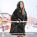 Miniatyrbilde 3 av 5: Bærbar teppegenser, oversized Sherpa sweatshirt teppe med hette og lomme