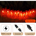 Miniatyrbillede 3 af 9: Halloween-lys flimrende flammelyskæde med 12 stk. C7 orange flammepærer (2 reserve), 12,8 fod orange flammelyskæde til indendørs