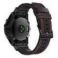 Miniatyrbild 3 av 5: Canvas och läder klockarmband för Garmin Fenix5x Plus Fenix3, handledsrem storlek: 150+110mm XEP Brown