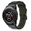 Miniatyrbild 2 av 5: Canvas och läder klockarmband för Garmin Fenix5x Plus Fenix3, handledsrem storlek: 150+110mm XEP Army Green