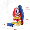 Miniatyrbild 3 av 9: Haunted Hill Farm Pop-Up Talking Clown Head med Light-Up Eyes, Touch-Activated Animatronic för Scary Tabletop Dekoration, Creepy 14\" Clown