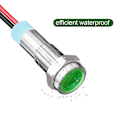 Miniatyrbilde 2 av 4: 3 stk Grønn 12V-24V 6Mm 1/4\" LED Metall Indikatorlys Hode