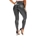 Miniatyrbillede 1 af 5: Kvinde Kunstlæder Leggings Bukser PU Elastisk Formgiven Hofte