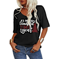 Miniatyrbillede 3 af 4: Dame Mode V-hals Halv ærmer Oversized T-shirt Solid Casual Løs Basic