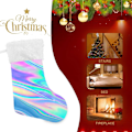 Miniatyrbillede 7 af 7: Jule-Strømpe, Personlige Jule-Strømper 2-pak Rainbow Holographic Gradient Swirl Tie Dye 45,7 cm Jule-Strømper Hængende